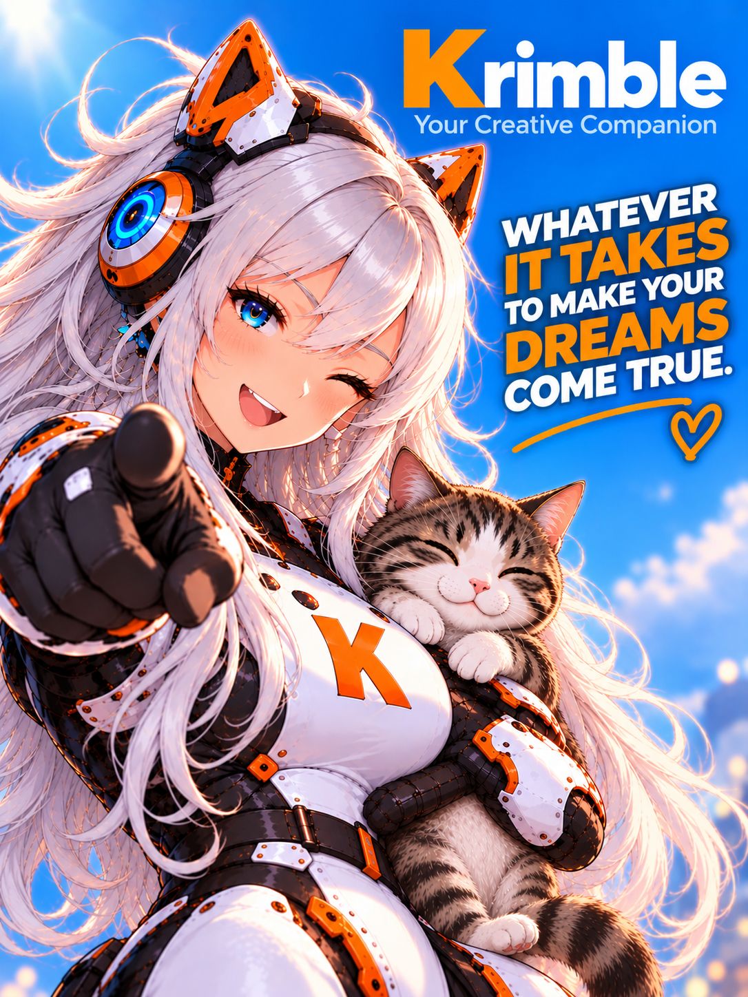 Krimble companion artwork with an encouraging creative message